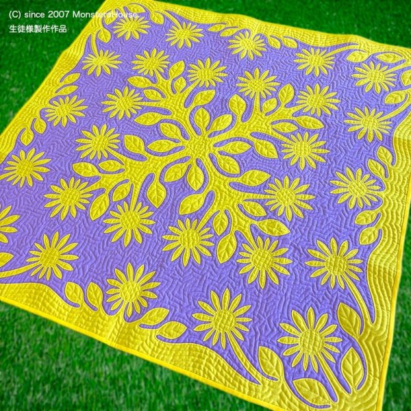 画像1: サンフラワー(枠あり)のタペストリー100cm (1)