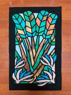 ハンドメイド　ステンドグラスキルト　タペストリー 　モンステラ ハンドメイド ステンドグラスキルト タペストリー モンステラ